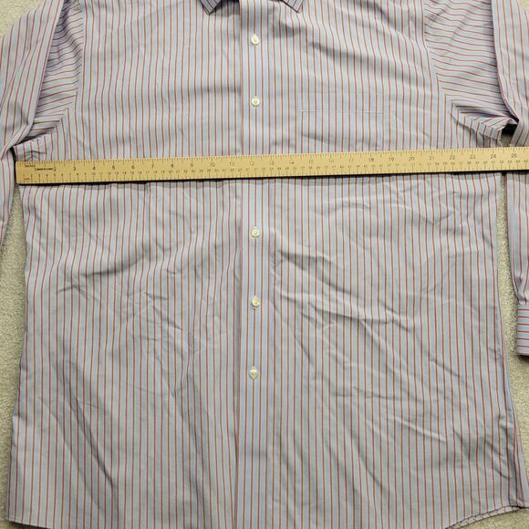 Brooks Brothers Men's Size 17 Long Sleeve Dress Shirt Light Blue Maroon Stripes - Picture 6 of 8